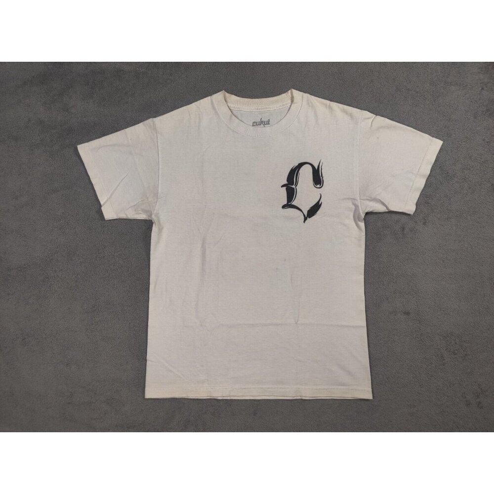 Cukui Shirt Adult Mens Medium White Box Logo Spell Out Logo Short Sleeve